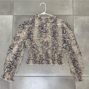 Lucy Paris Snake Print Long Sleeve Top